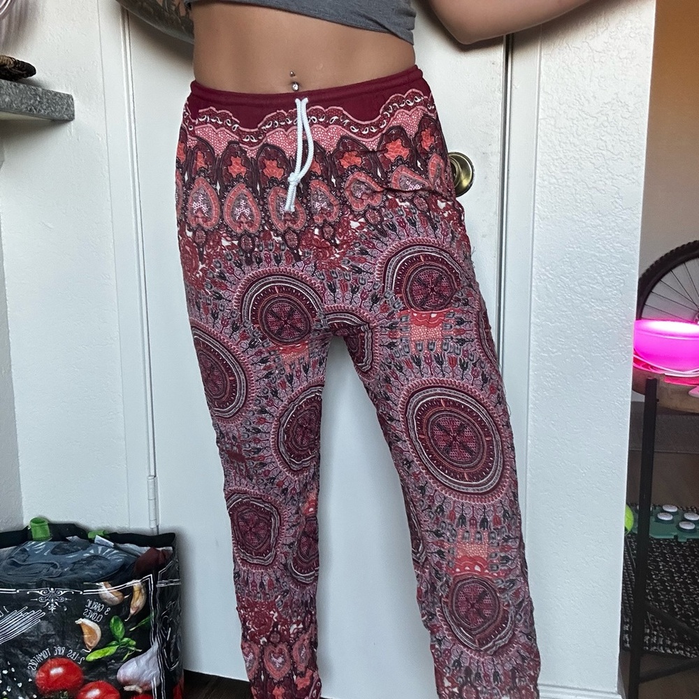 Bohemian Red Patterned Pants